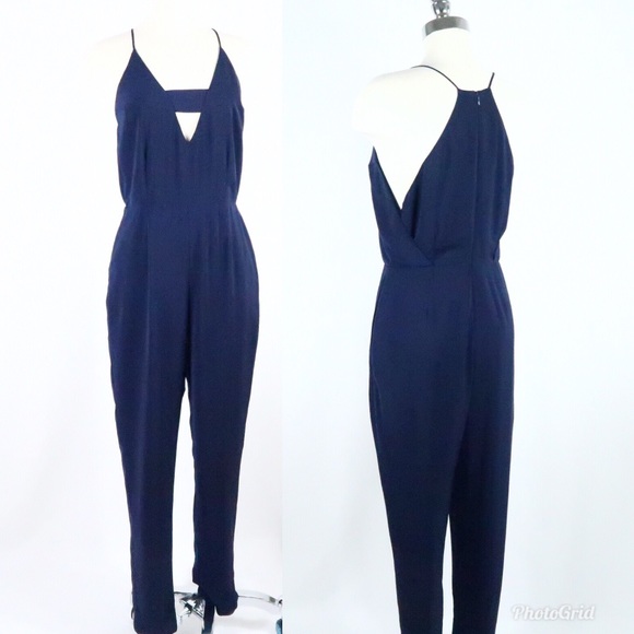 Storee Pants - Storee Spaghetti Strap Jumpsuit Navy Blue